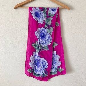 VERA NEUMANN Vintage Silk Scarf Floral Hand Rolled Rectangle Old Money Heritage